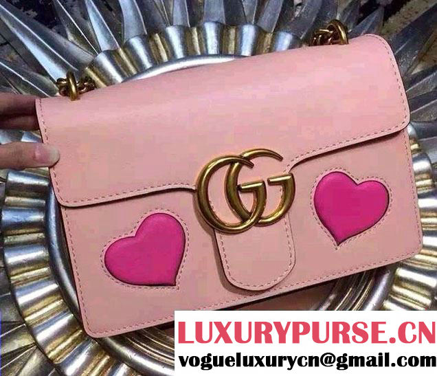 Gucci Heart Leather Shoulder Bag 413719 Pink 2016