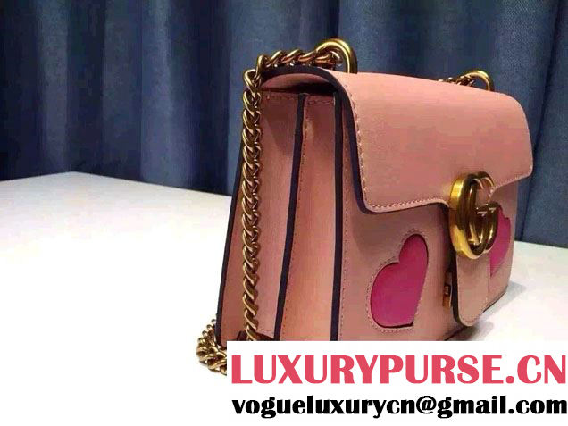 Gucci Heart Leather Shoulder Bag 413719 Pink 2016