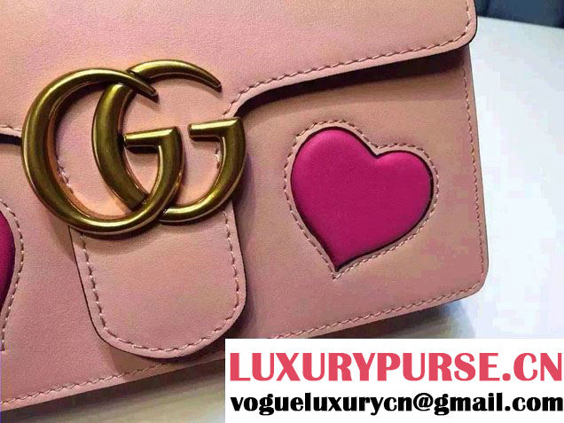 Gucci Heart Leather Shoulder Bag 413719 Pink 2016