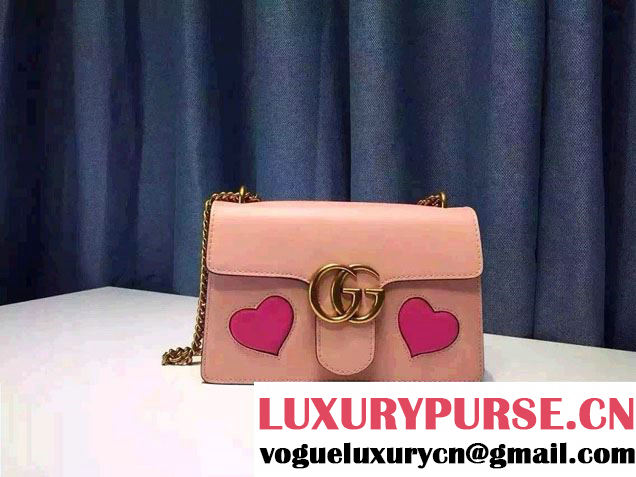 Gucci Heart Leather Shoulder Bag 413719 Pink 2016