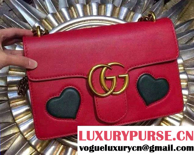 Gucci Heart Leather Shoulder Bag 413719 Red 2016