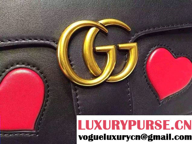 Gucci Heart Leather Shoulder Bag 413719 Black 2016