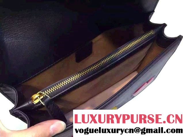 Gucci Heart Leather Shoulder Bag 413719 Black 2016