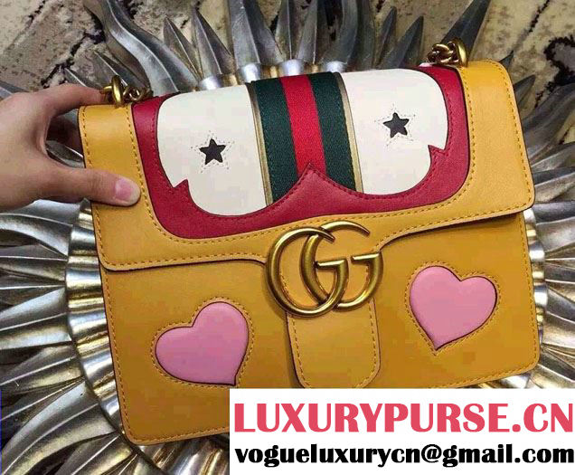 Gucci Heart Leather Shoulder Bag 413718 Yellow 2016