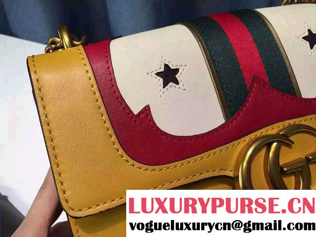 Gucci Heart Leather Shoulder Bag 413718 Yellow 2016