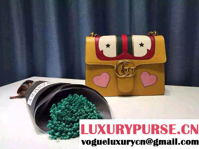 Gucci Heart Leather Shoulder Bag 413718 Yellow 2016