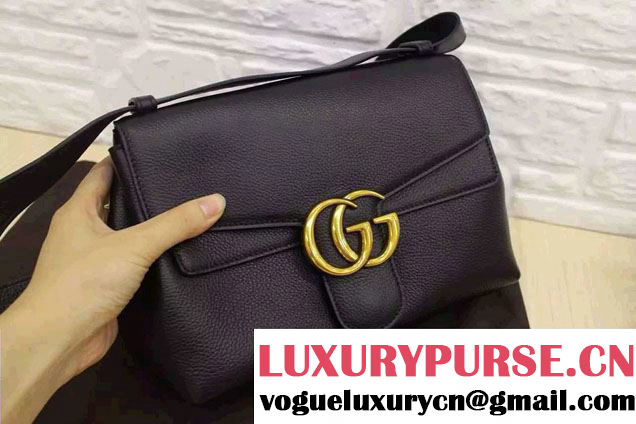 Gucci GG Marmont Leather Shoulder Large Bag 400245 Black