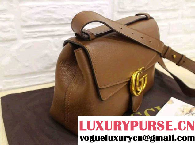 Gucci GG Marmont Leather Shoulder Large Bag 400245 Brown