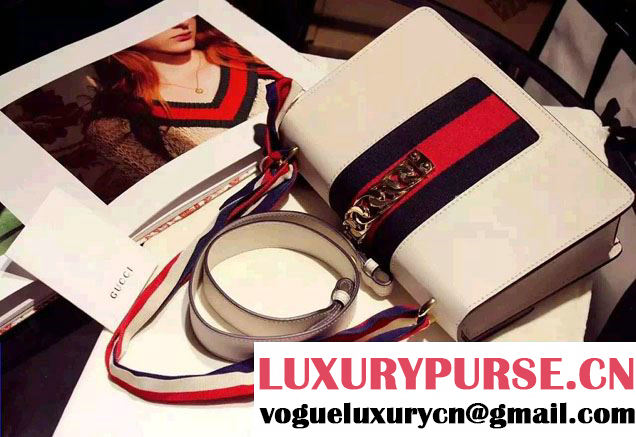 Gucci Sylvie Chain Leather Shoulder Bag 421882 Off-white 2016