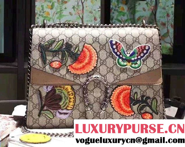 Gucci Dionysus GG Supreme Butterfly and Flowers Canvas Shoulder Medium Bag 403348 2016