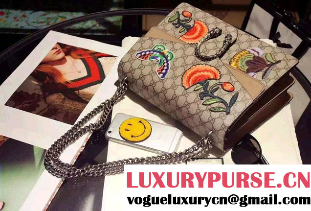 Gucci Dionysus GG Supreme Butterfly and Flowers Canvas Shoulder Medium Bag 403348 2016