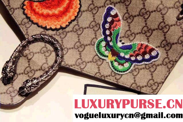 Gucci Dionysus GG Supreme Butterfly and Flowers Canvas Shoulder Medium Bag 403348 2016