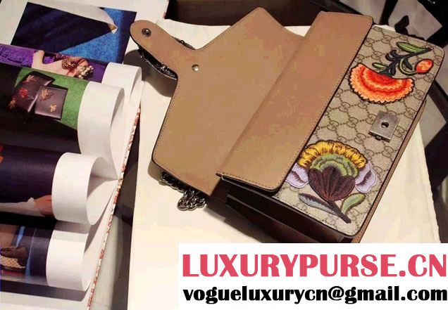 Gucci Dionysus GG Supreme Butterfly and Flowers Canvas Shoulder Small Bag 400249 2016