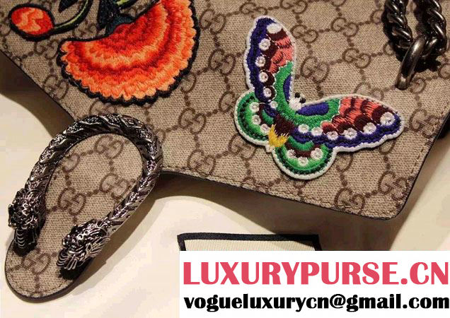Gucci Dionysus GG Supreme Butterfly and Flowers Canvas Shoulder Small Bag 400249 2016