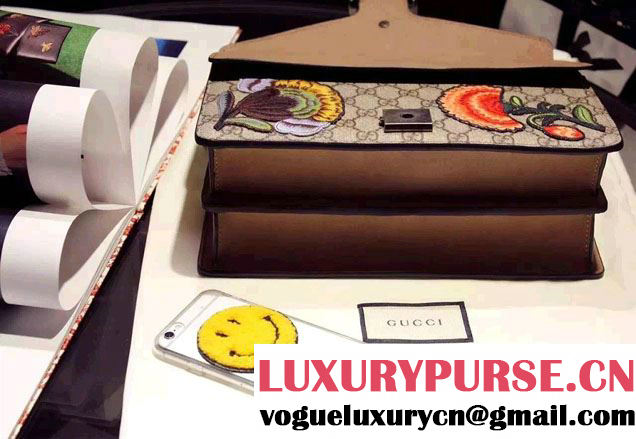 Gucci Dionysus GG Supreme Butterfly and Flowers Canvas Shoulder Small Bag 400249 2016