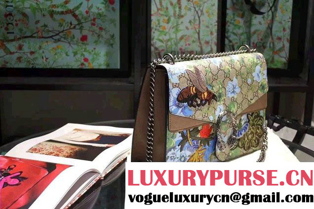 Gucci Dionysus GG Supreme Bee and Flowers Canvas Shoulder Medium Bag 403348