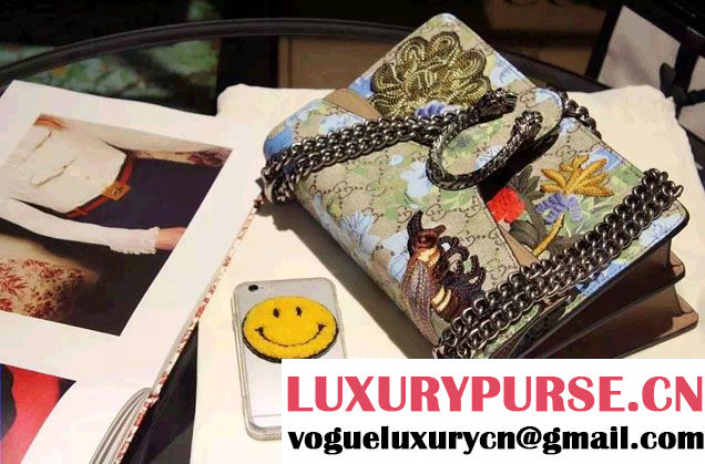 Gucci Dionysus GG Supreme Bee and Flowers Canvas Shoulder Small Bag 400249 2016