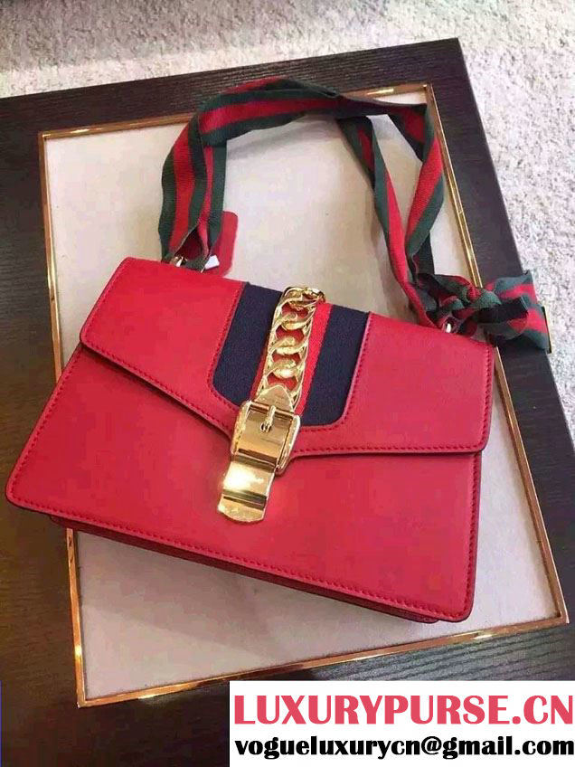 Gucci Sylvie Chain Leather Shoulder Bag 421882 Off-white 2016