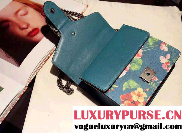 Gucci Mini Dionysus Blooms Print Leather Shoulder Bag 421970 Blue 2016