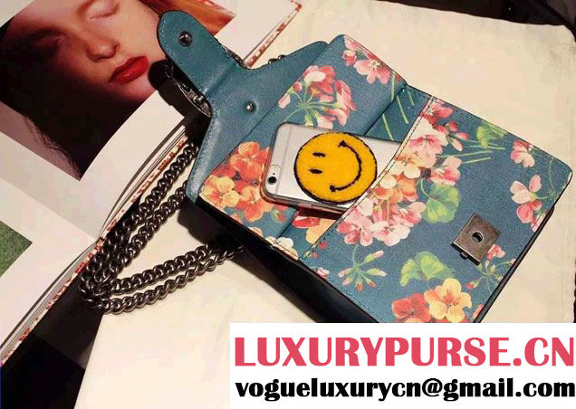 Gucci Mini Dionysus Blooms Print Leather Shoulder Bag 421970 Blue 2016