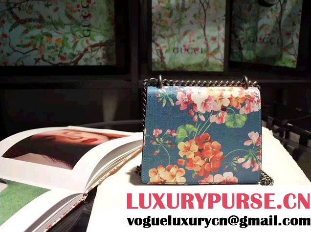 Gucci Mini Dionysus Blooms Print Leather Shoulder Bag 421970 Blue 2016