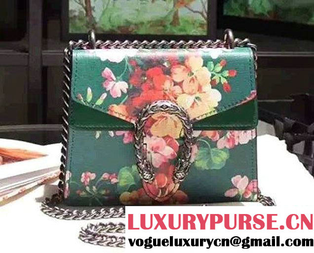 Gucci Mini Dionysus Blooms Print Leather Shoulder Bag 421970 Green 2016