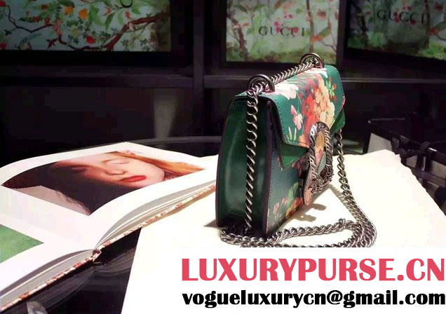 Gucci Mini Dionysus Blooms Print Leather Shoulder Bag 421970 Green 2016