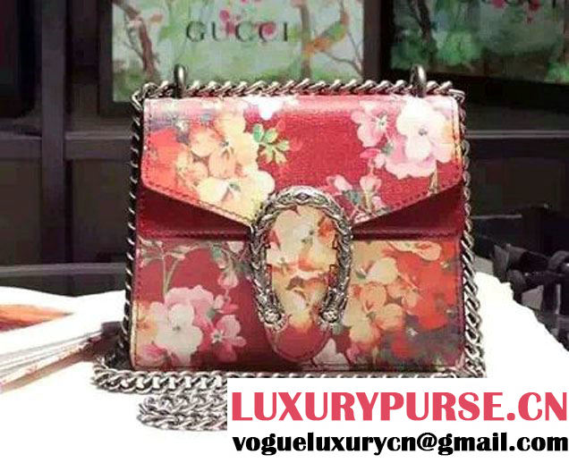 Gucci Mini Dionysus Blooms Print Leather Shoulder Bag 421970 Red 2016