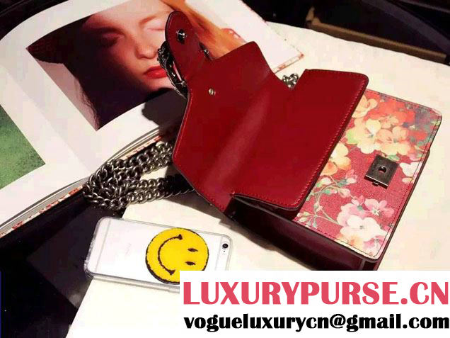 Gucci Mini Dionysus Blooms Print Leather Shoulder Bag 421970 Red 2016