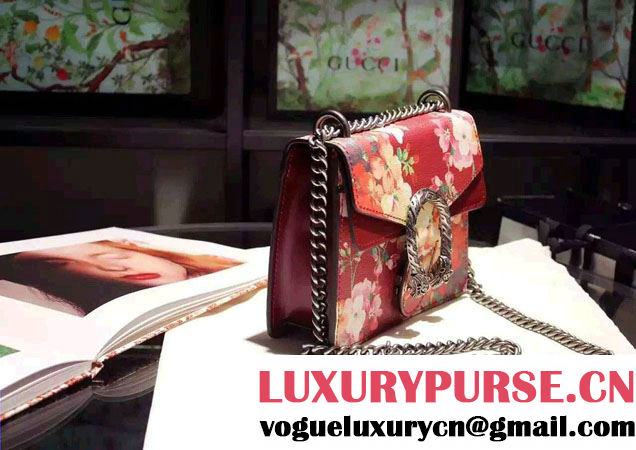 Gucci Mini Dionysus Blooms Print Leather Shoulder Bag 421970 Red 2016