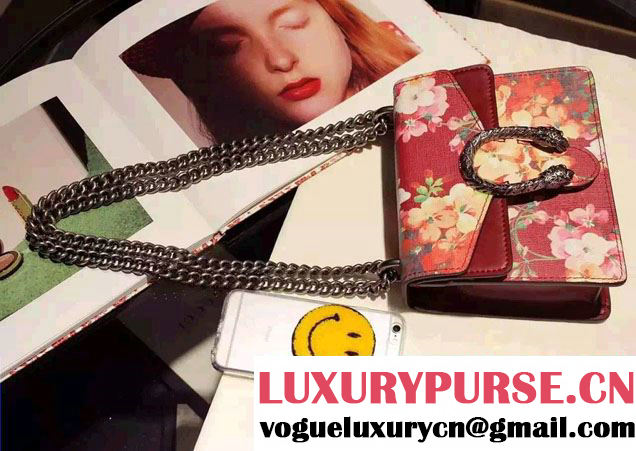 Gucci Mini Dionysus Blooms Print Leather Shoulder Bag 421970 Red 2016