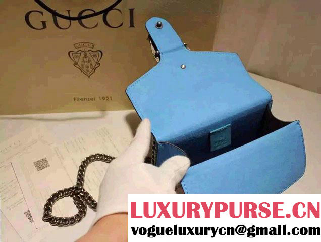 Gucci Mini Dionysus GG Supreme Canvas Shoulder Bag 421970 Blue 2016