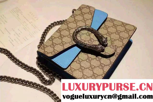 Gucci Mini Dionysus GG Supreme Canvas Shoulder Bag 421970 Blue 2016