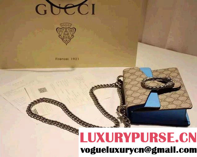 Gucci Mini Dionysus GG Supreme Canvas Shoulder Bag 421970 Blue 2016