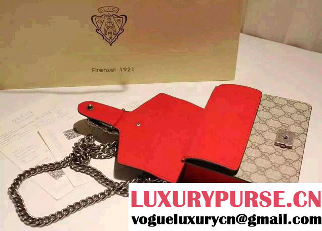 Gucci Mini Dionysus GG Supreme Canvas Shoulder Bag 421970 Red 2016