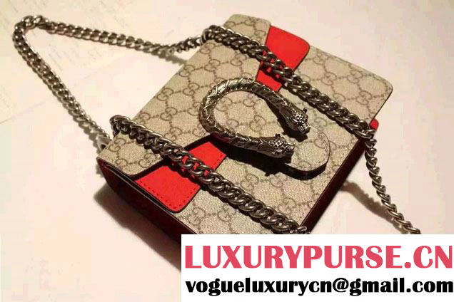 Gucci Mini Dionysus GG Supreme Canvas Shoulder Bag 421970 Red 2016
