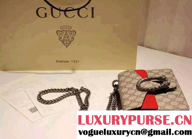 Gucci Mini Dionysus GG Supreme Canvas Shoulder Bag 421970 Red 2016