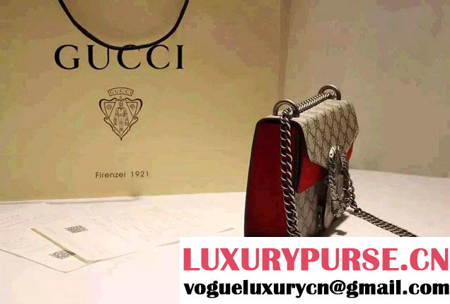 Gucci Mini Dionysus GG Supreme Canvas Shoulder Bag 421970 Red 2016