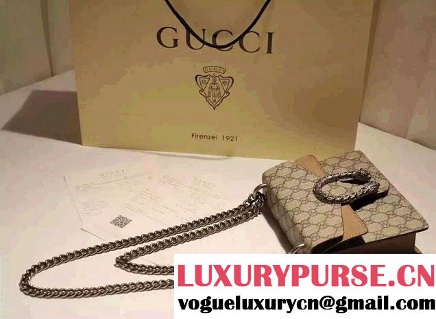 Gucci Mini Dionysus GG Supreme Canvas Shoulder Bag 421970 Apricot 2016