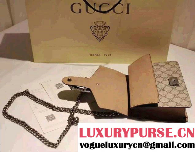 Gucci Mini Dionysus GG Supreme Canvas Shoulder Bag 421970 Apricot 2016