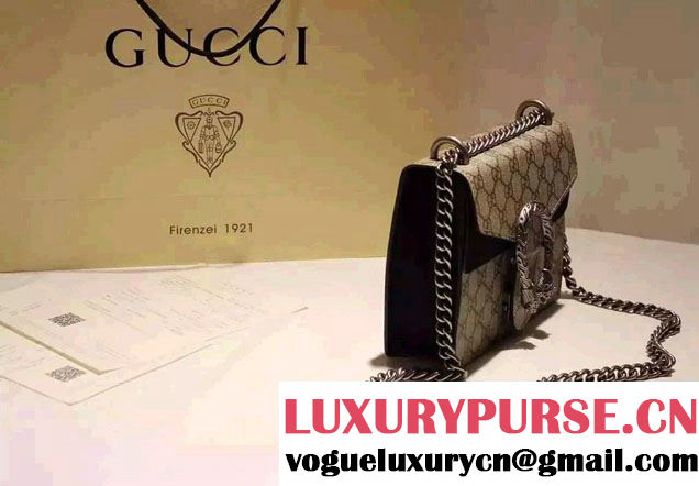 Gucci Mini Dionysus GG Supreme Canvas Shoulder Bag 421970 Black 2016