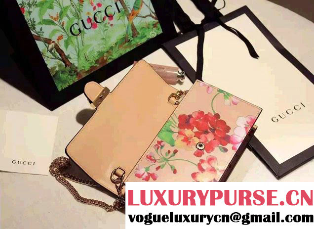 Gucci Icon Gucci Signature Blooms Print Leather Chain Wallet 420088 Pink 2016