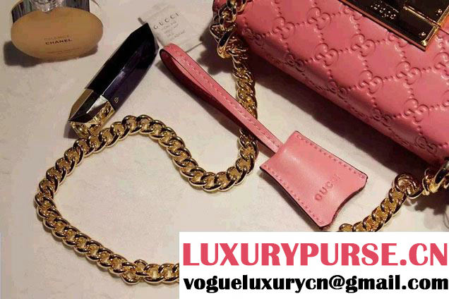 Gucci Padlock Gucci Signature Leather Shoulder Small Bag 409487 Pink 2016