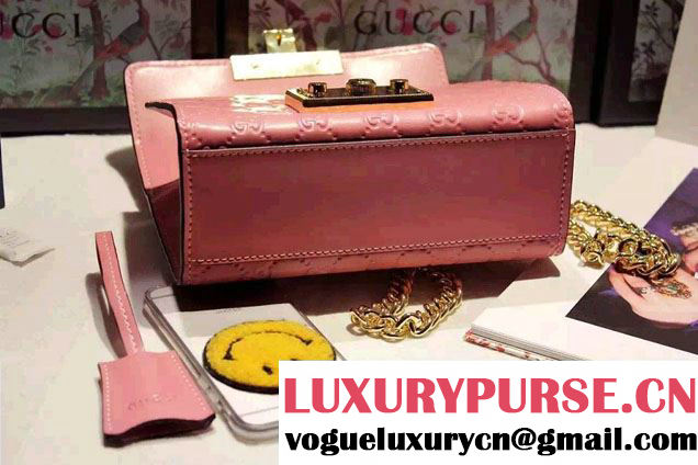 Gucci Padlock Gucci Signature Leather Shoulder Small Bag 409487 Pink 2016