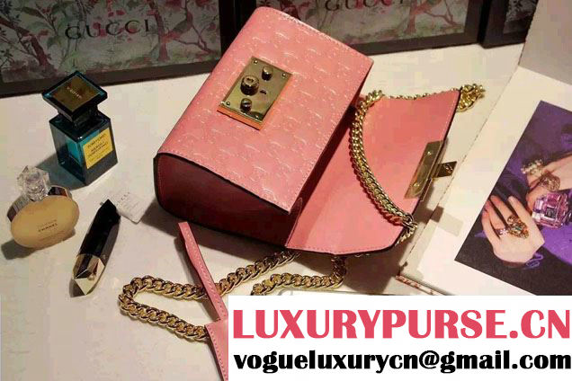 Gucci Padlock Gucci Signature Leather Shoulder Small Bag 409487 Pink 2016
