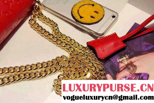 Gucci Padlock Gucci Signature Leather Shoulder Small Bag 409487 Red 2016