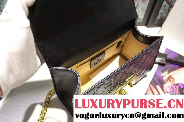 Gucci Padlock Gucci Signature Leather Shoulder Small Bag 409487 Black 2016