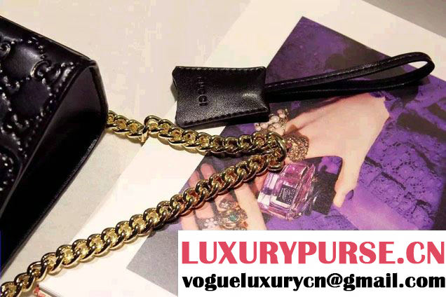 Gucci Padlock Gucci Signature Leather Shoulder Small Bag 409487 Black 2016