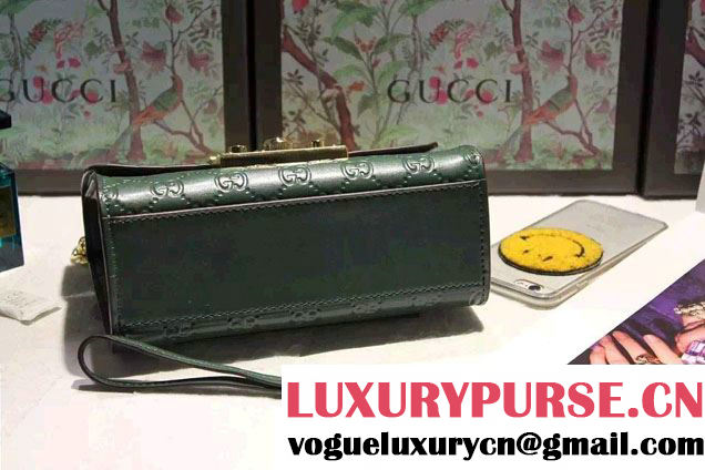 Gucci Padlock Gucci Signature Leather Shoulder Small Bag 409487 Green 2016