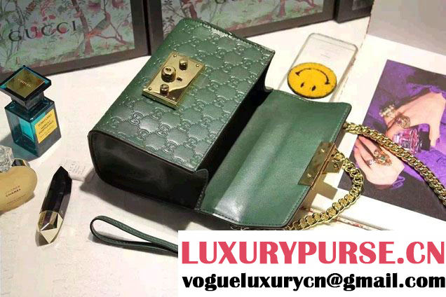 Gucci Padlock Gucci Signature Leather Shoulder Small Bag 409487 Green 2016